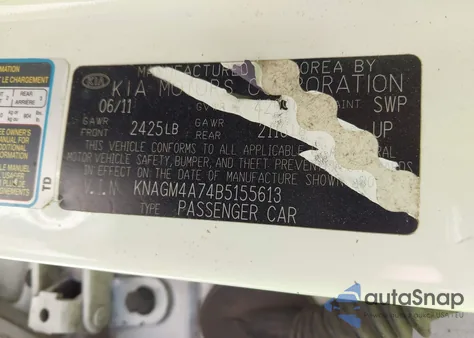 2011 Kia Optima Lx из США, поврежденный, VIN KNAGM4A74B5155613